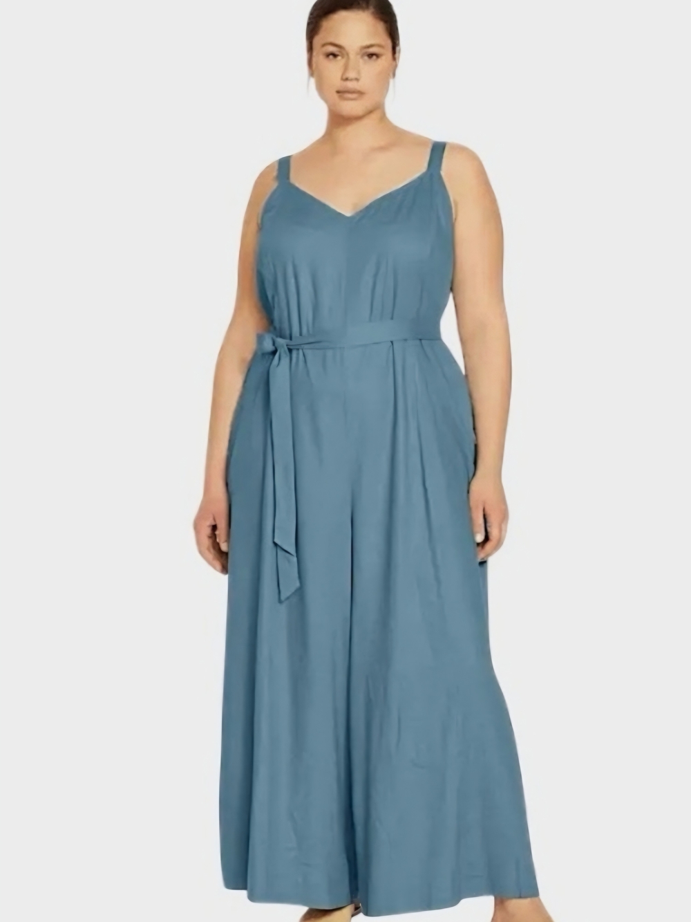 Universal Standard Teal Blue Wide-Leg Jumpsuit with Tie Waist